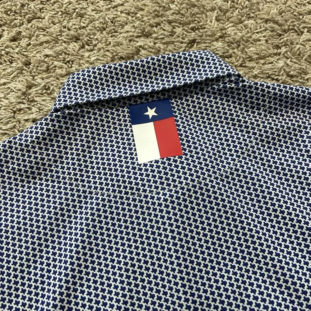 Rhoback Don’t Mess Texas Full Print Golf Performance Polo Button Up Shirt Large - Picture 4 of 5